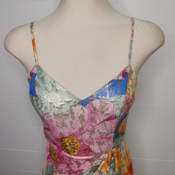 Marciano Vibrant Floral Midi Dress - Pink and Green - Picture 3 of 12